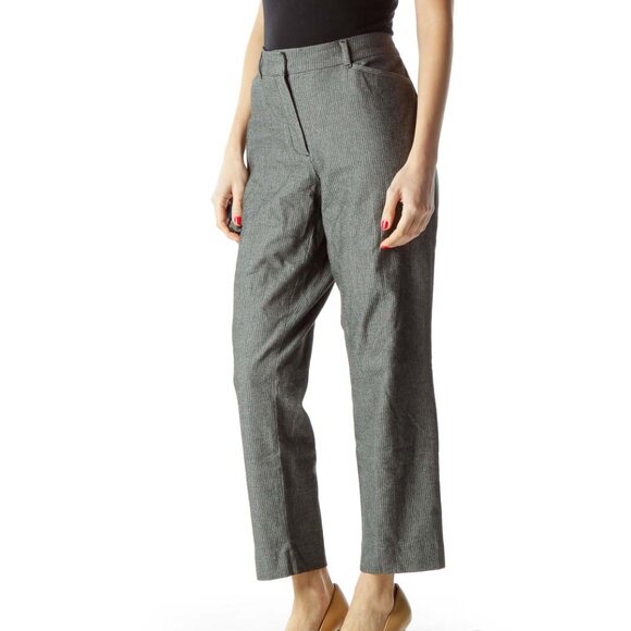 White House Black Market Black White Knit Straight Leg Dress Pants - Picture 2 of 3